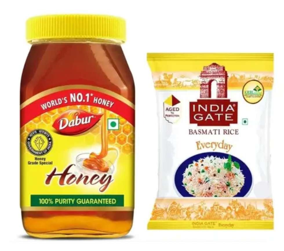 Dabur Pure Honey, 500g + India Gate Rice 500g Free